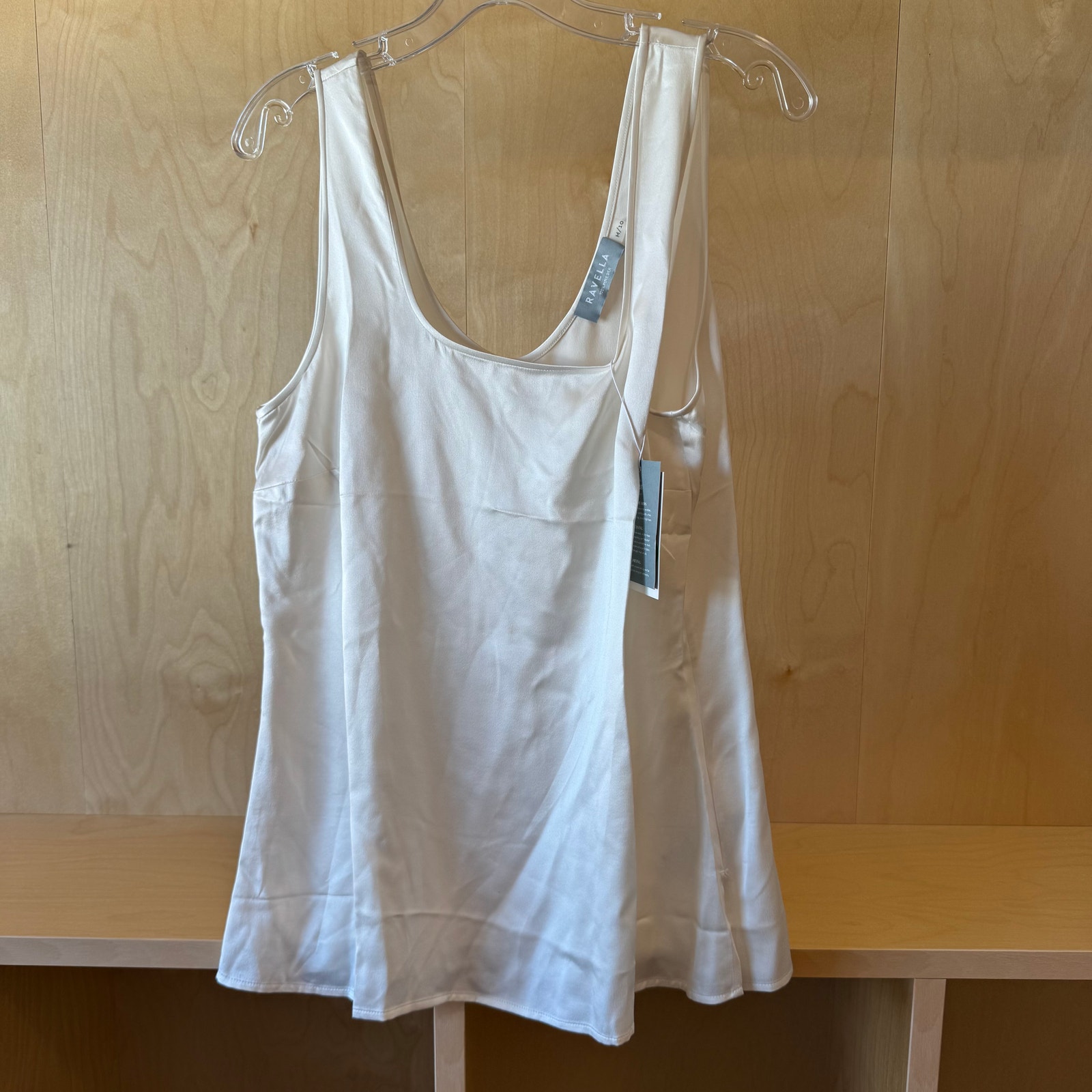 Nwt Ravella Fiora Silk Tank Washable Pearl White Cami Quiet Luxury Size M — image 3 of 8